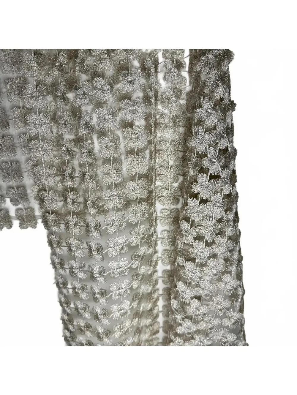Vintage Ivory Floral Crochet Lace Shawl Scarf Wrap Boho Cottagecore Romantic